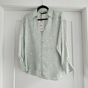 Zara Mint Green Floral Blouse
